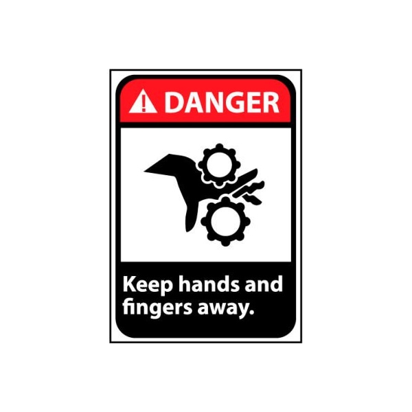 Danger Sign 14x10 Vinyl - Keep Hands and Fingers Away
